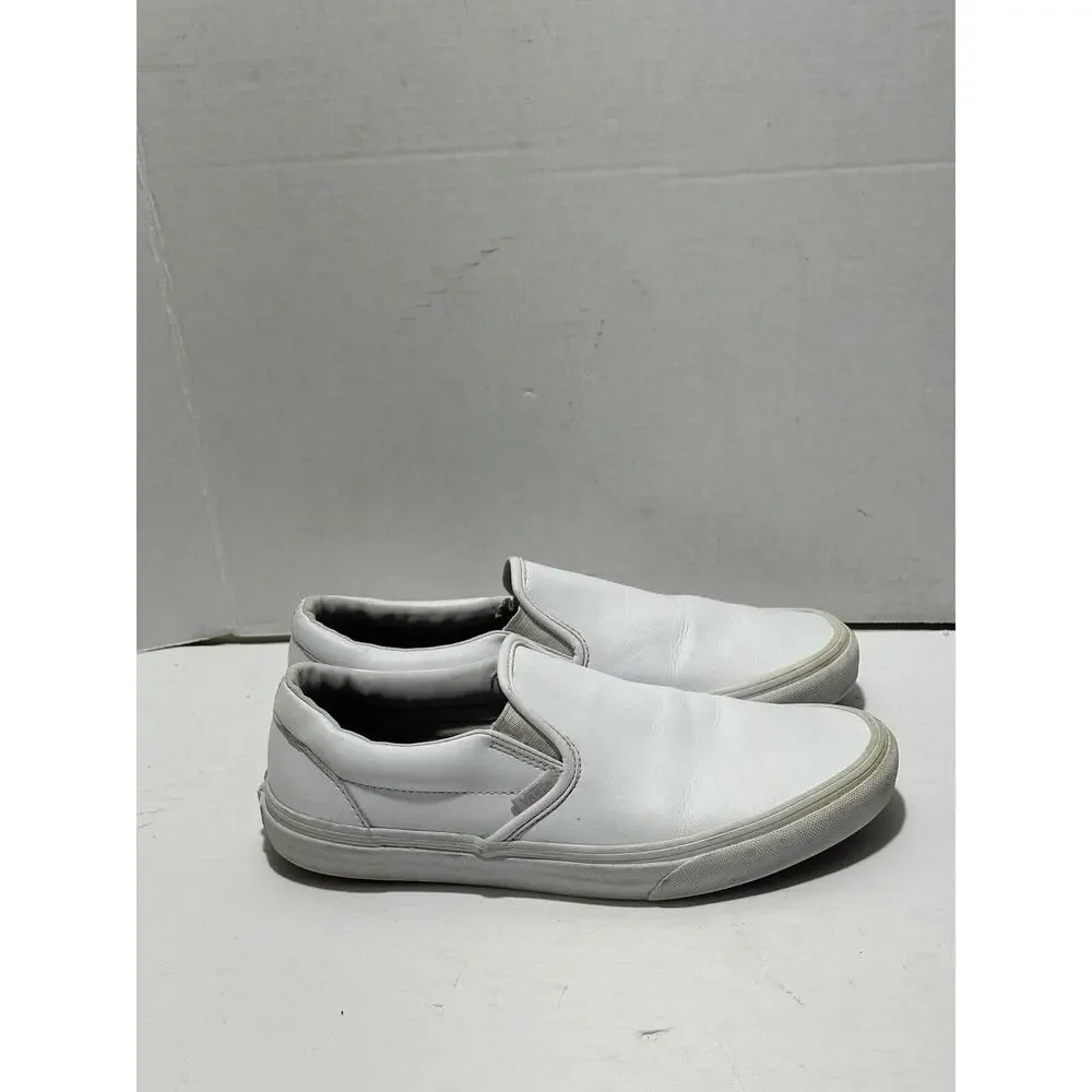 Vans Off The Wall 507452 White Leather Casual Slip On Sz Men 8.5 / Women 10 Shoe